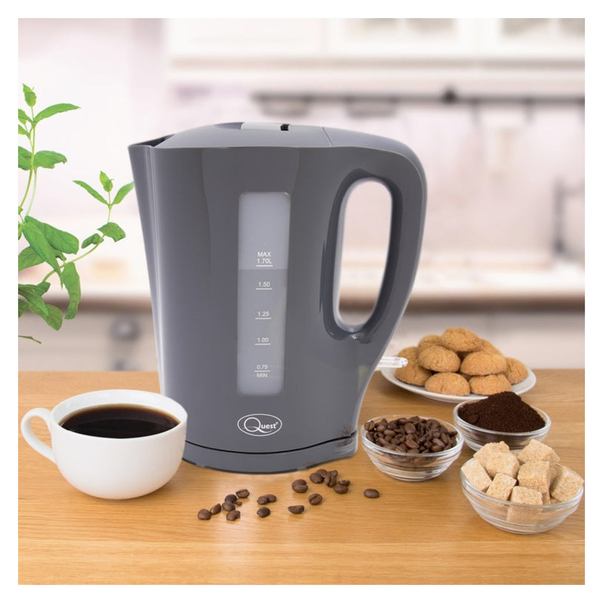 Quest 1.7L grey cordless jug kettle, view 8