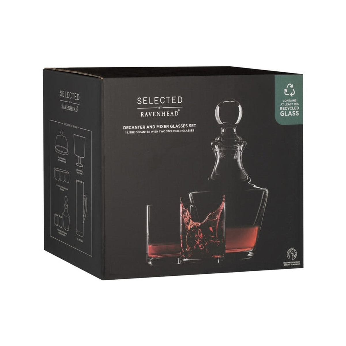 Ravenhead Selected 1L decanter with two 37cl mixer glasses, view 2