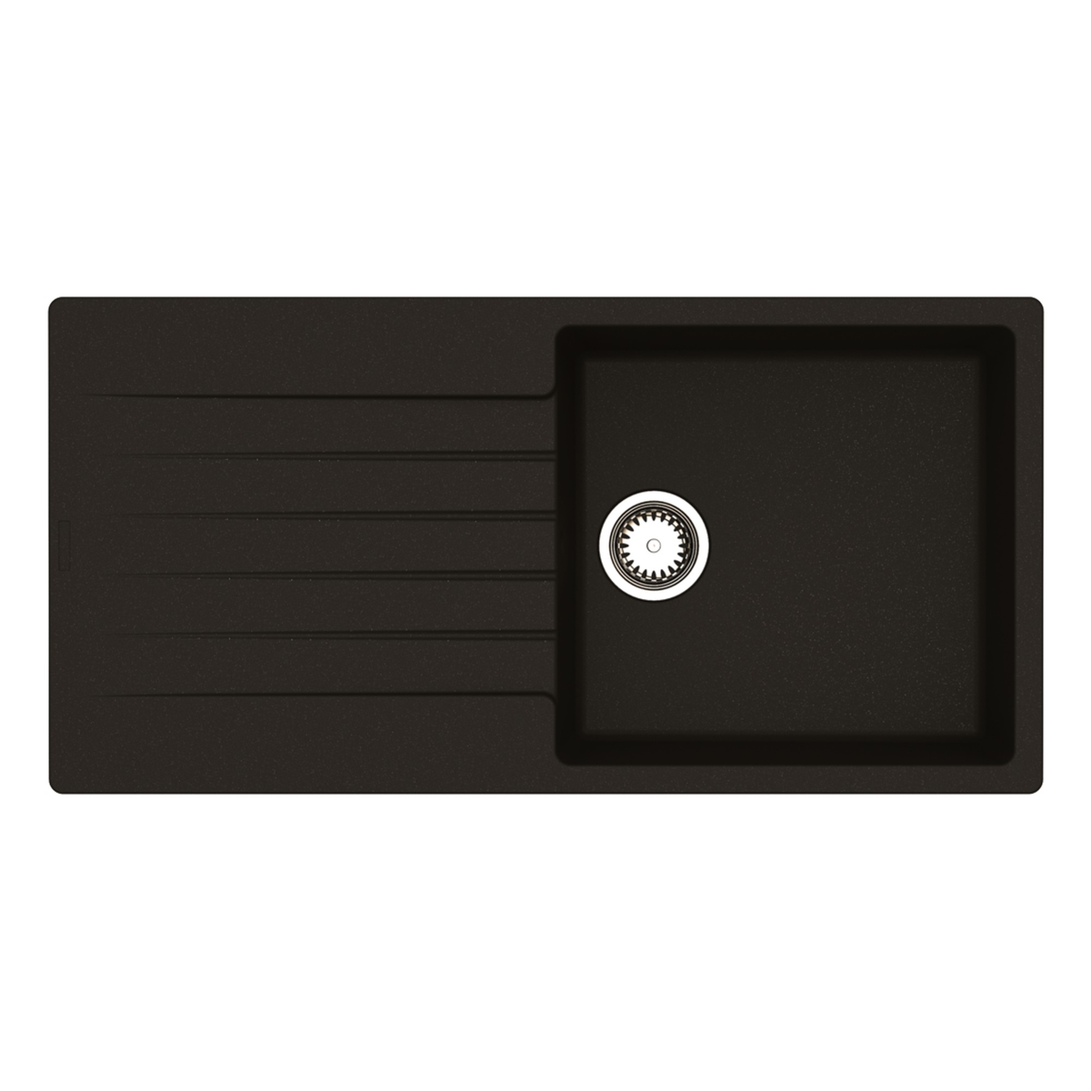 Reginox black granite 1 bowl kitchen sink, 1000 x 500mm