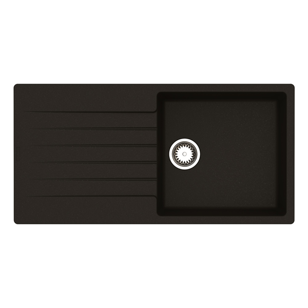 Reginox black granite 1 bowl kitchen sink, 1000 x 500mm
