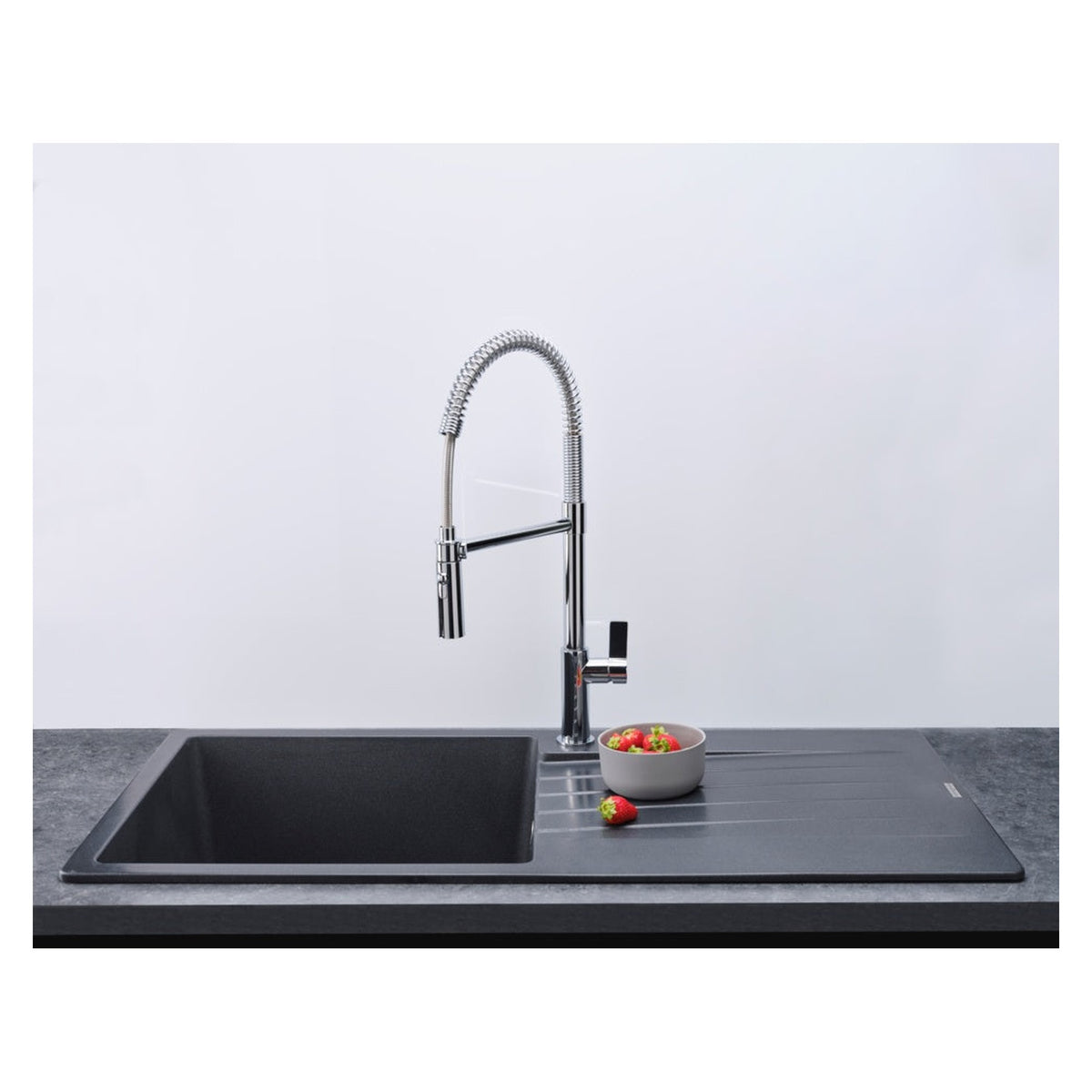 Reginox black granite 1 bowl kitchen sink, 1000 x 500mm, view 2