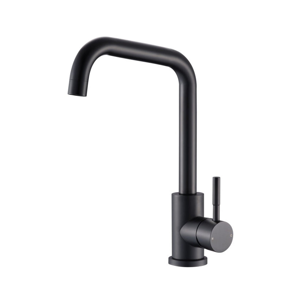 Reginox Salina swan neck single lever kitchen tap in matt black