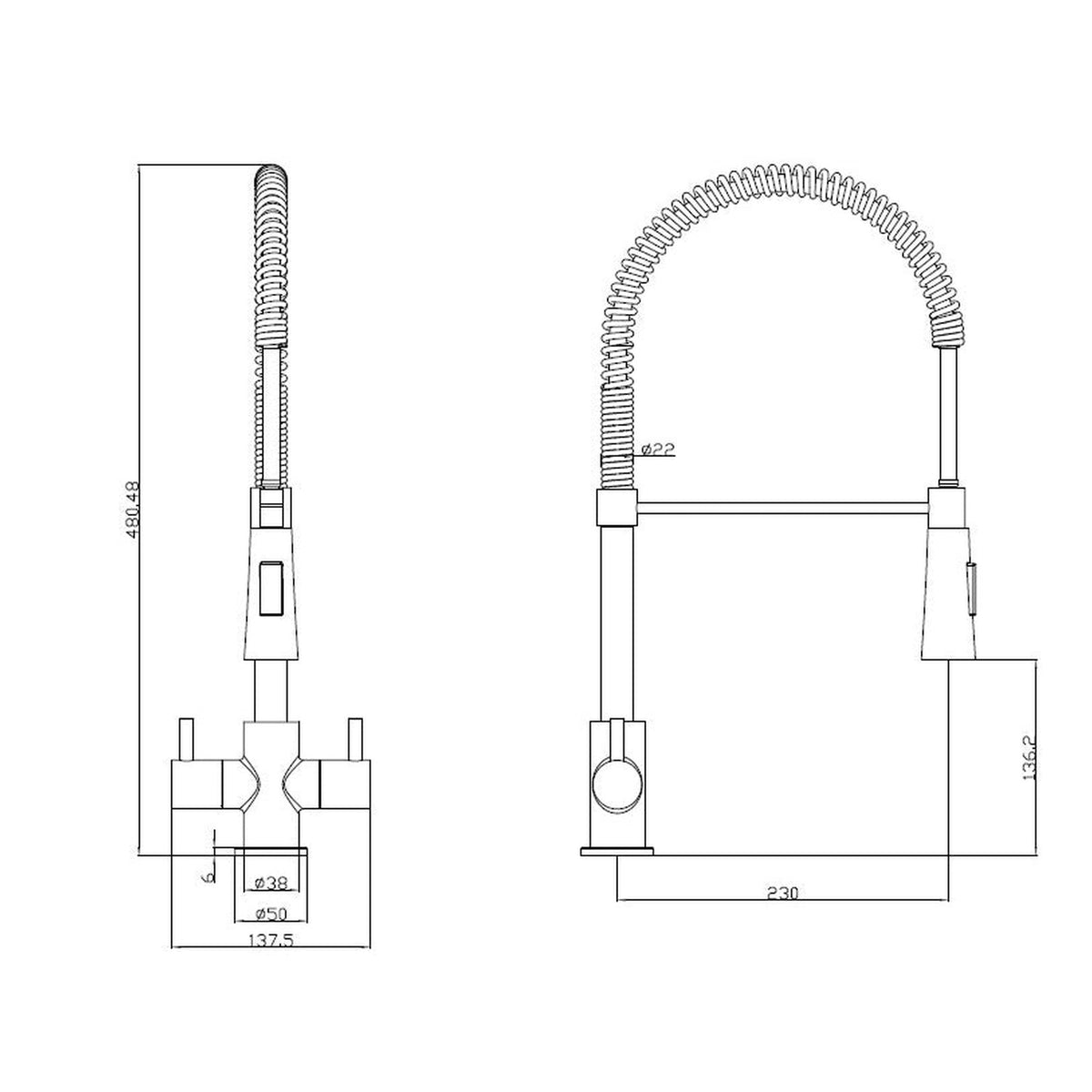 Reginox Titania dual lever chef mixer tap in chrome, view 2