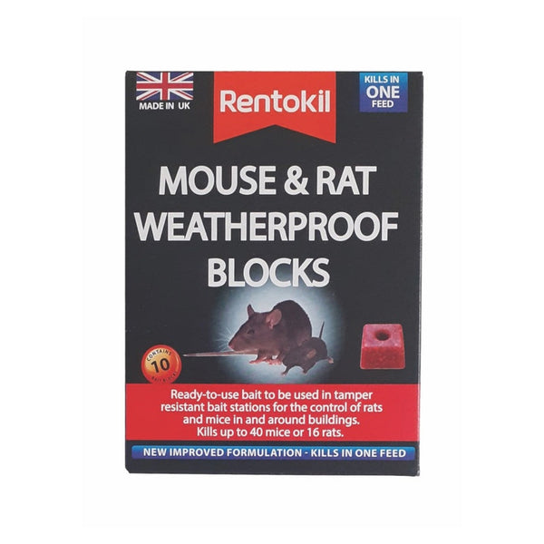 Pack of ten Rentokil mouse and rat weatherproof blocks