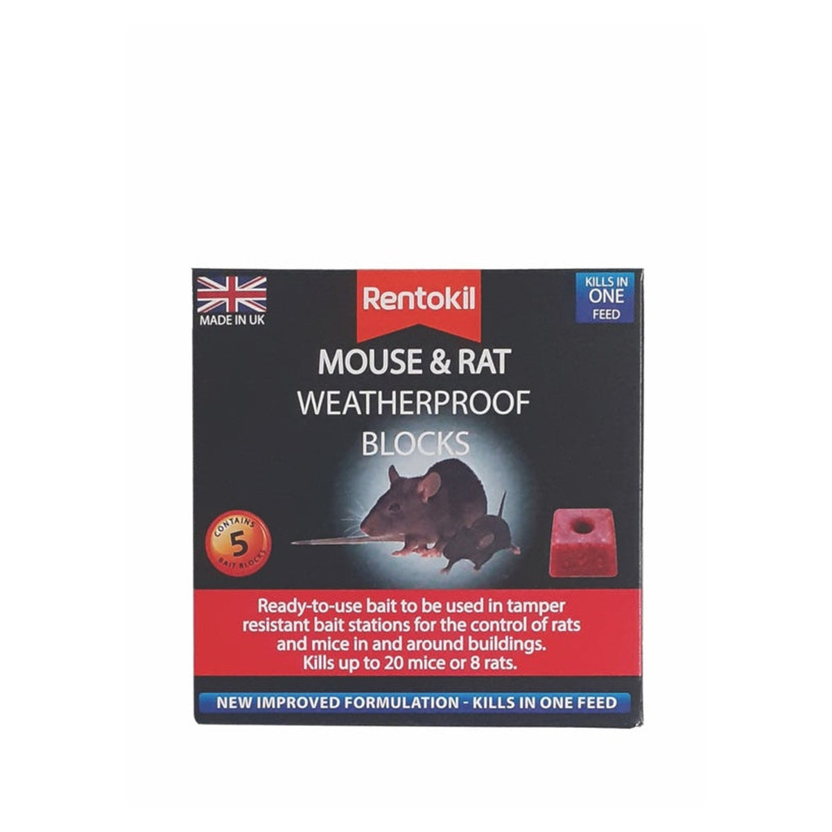 Rentokil mouse and rat weatherproof bait blocks, pack of 5