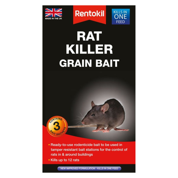 Rentokil rat killer grain bait, 3 sachets
