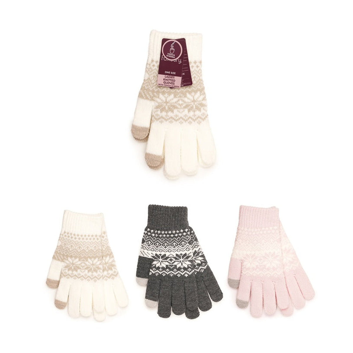 RJM ladies touch screen brushed fairisle gloves