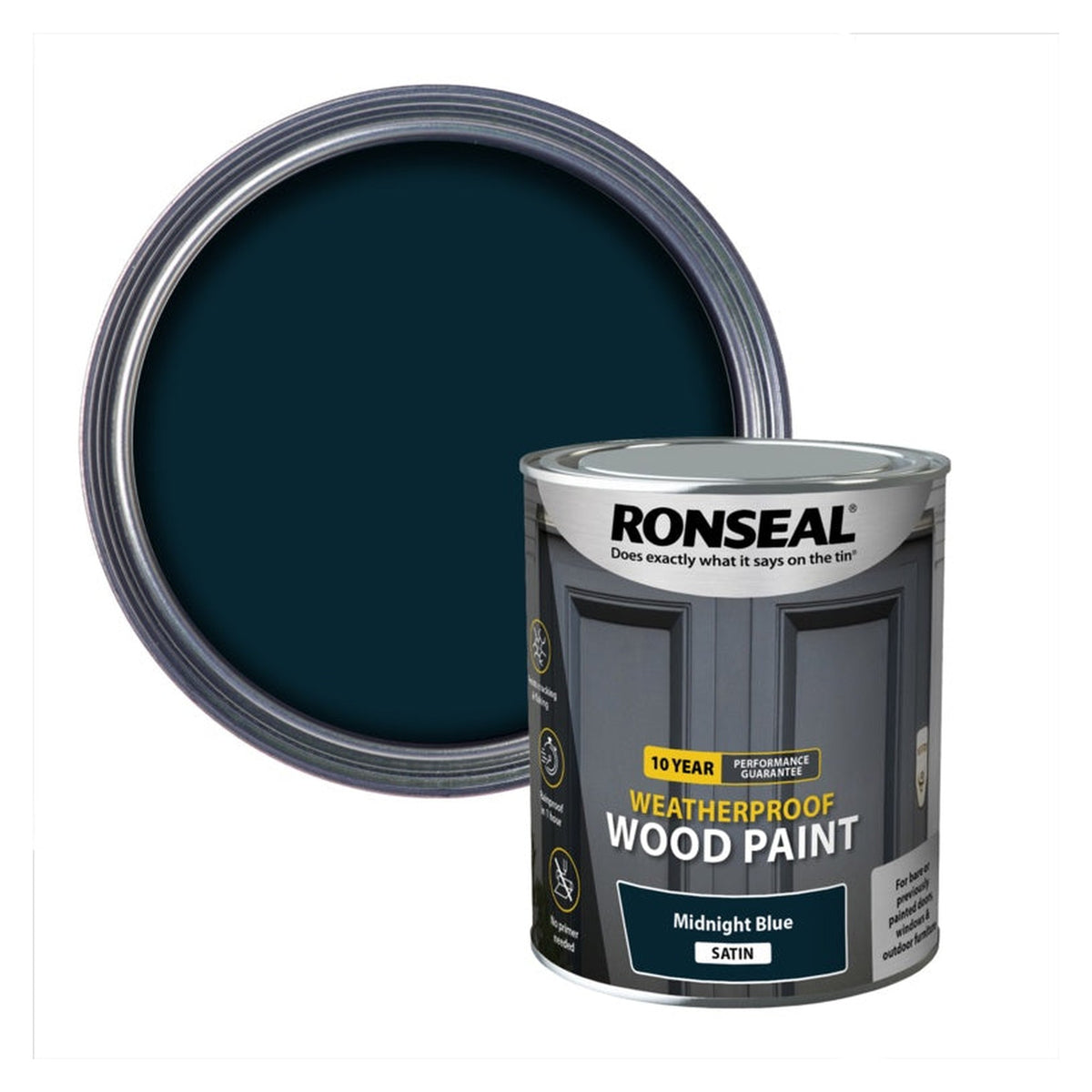 Ronseal 10 Year Satin Wood Paint Midnight Blue 750ml