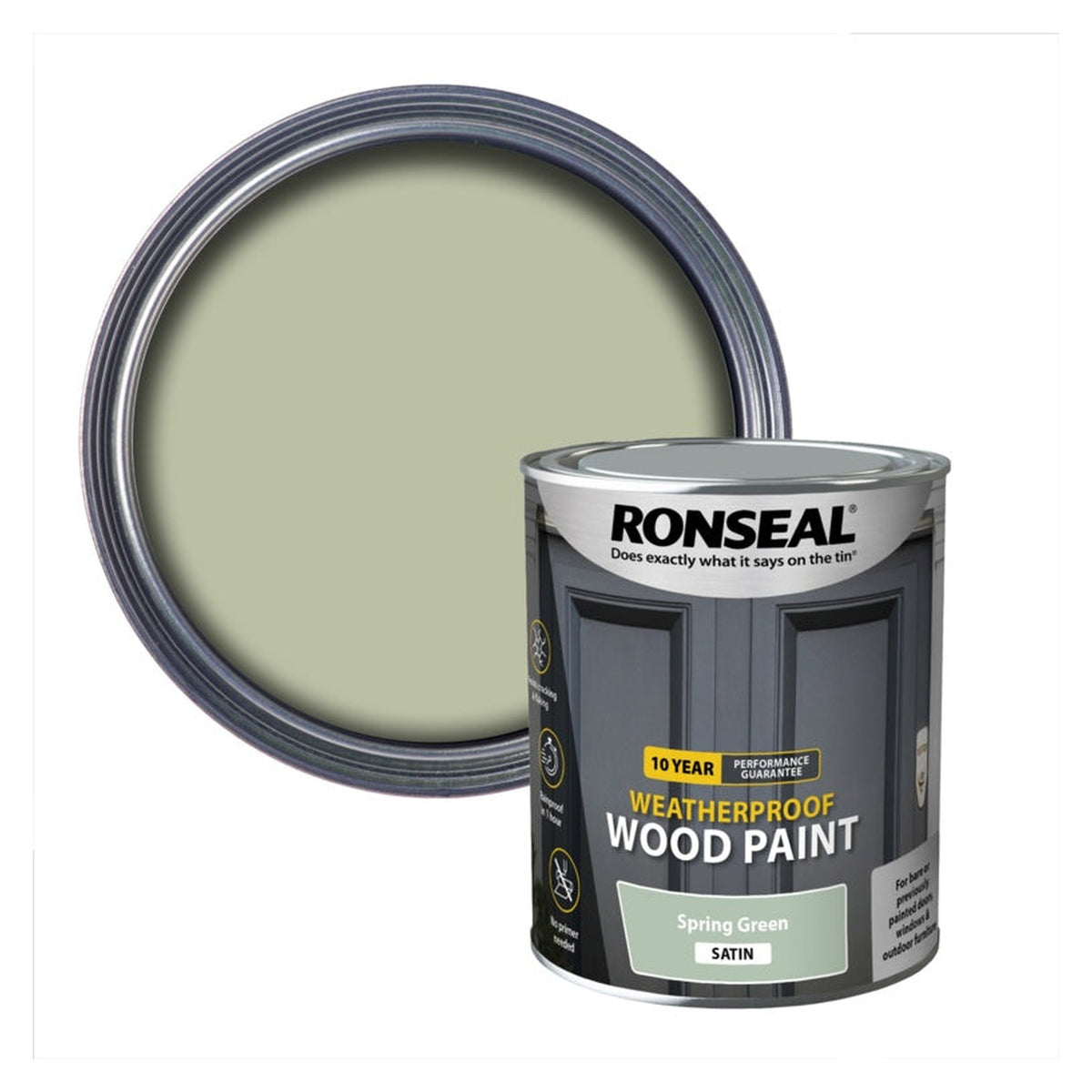 Ronseal 10 Year Weatherproof Satin Wood Paint Spring Green 750ml