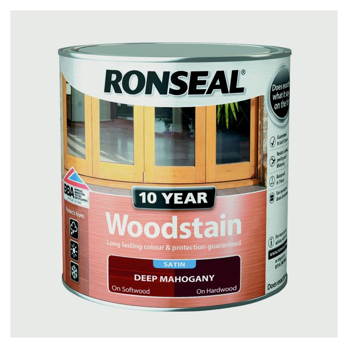 Ronseal 10 Year Woodstain satin deep mahogany 250ml