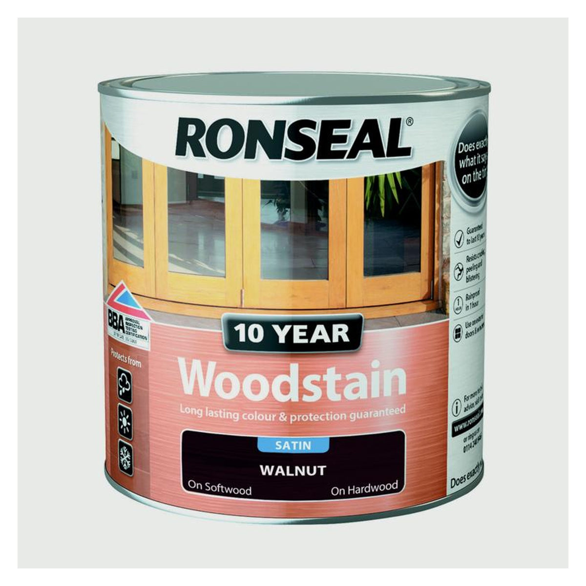 Ronseal 10 Year Woodstain Satin 750ml tin in Walnut