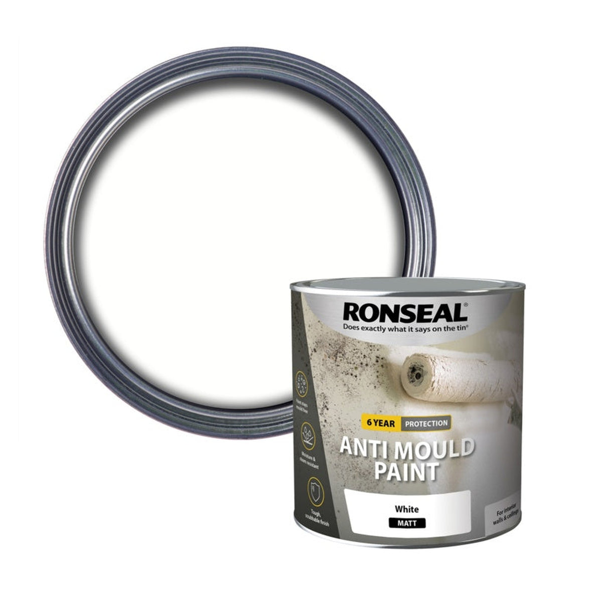 Ronseal 6 Year Anti Mould Paint 2.5L tin white matt