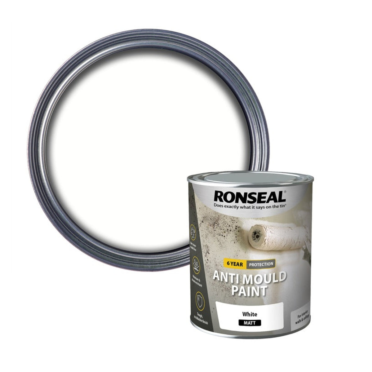 Ronseal 6 Year Anti Mould Paint white matt 750ml