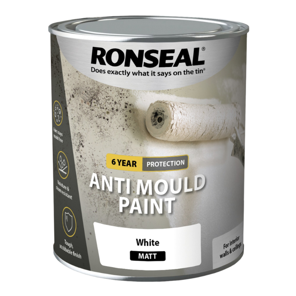Ronseal 6 Year Anti Mould Paint white matt 750ml, view 4