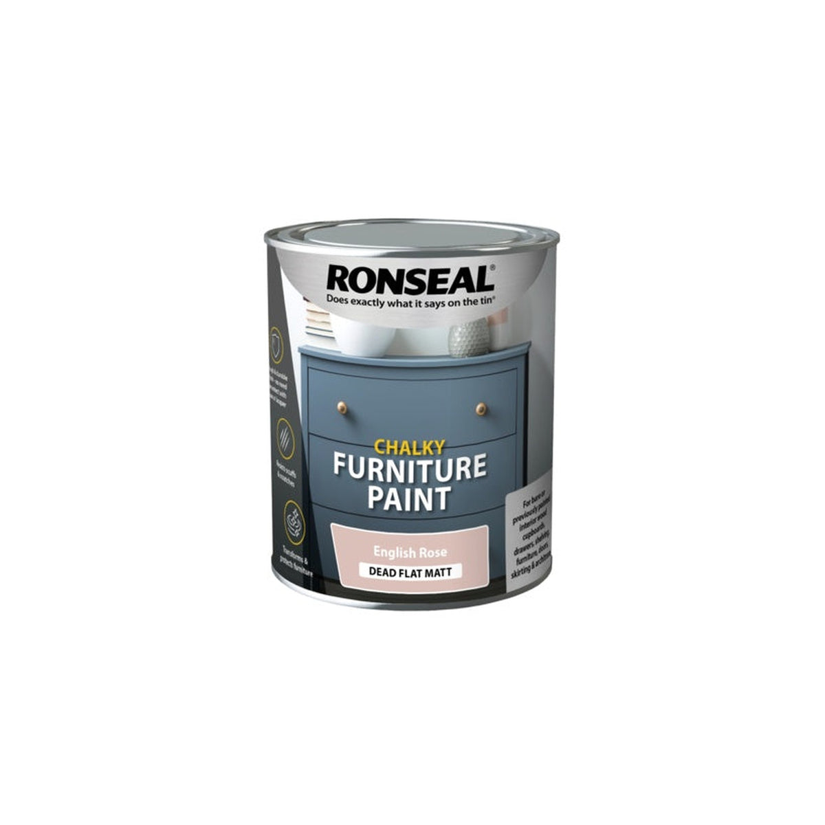Ronseal Chalky Furniture Paint 750ml in English Rose