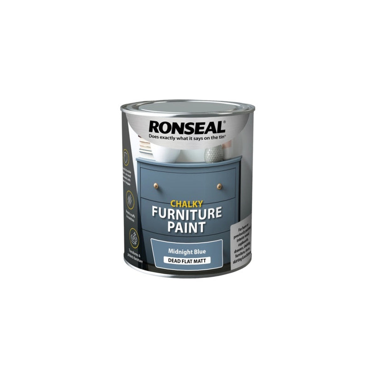 Ronseal Chalky Furniture Paint 750ml in Midnight Blue