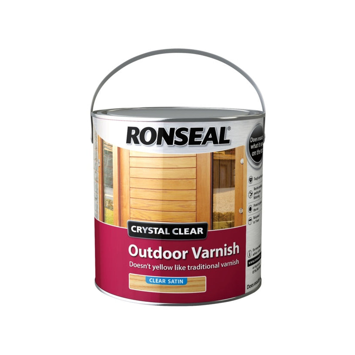 Ronseal Crystal Clear outdoor varnish satin 2.5L tin