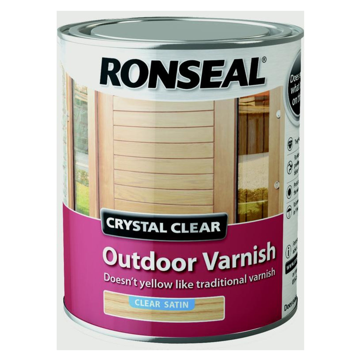 Ronseal Crystal Clear Outdoor Varnish Satin 750ml tin