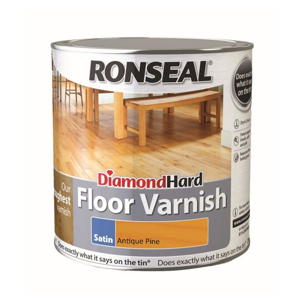 Ronseal Diamond Hard coloured floor varnish 2.5L in Antique Pine