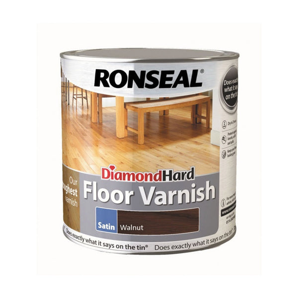 Ronseal Diamond Hard coloured floor varnish 2.5L in Walnut