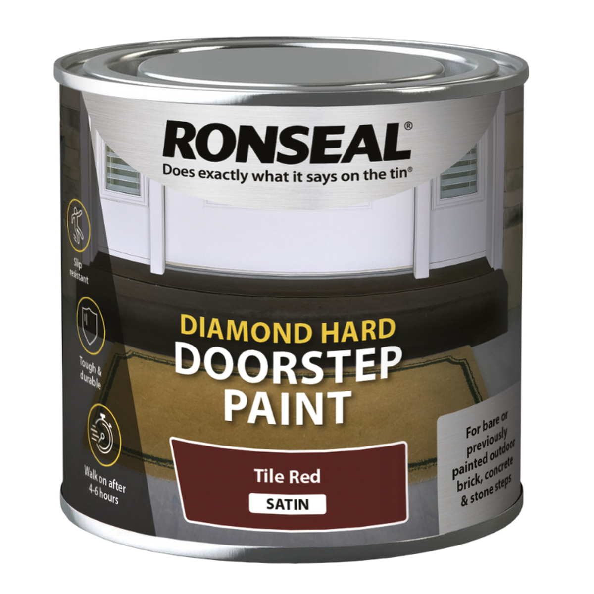 Ronseal Diamond Hard Door Step Paint 250ml in Red