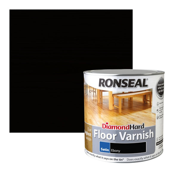 Ronseal Diamond Hard Floor Varnish Satin Ebony 2.5L