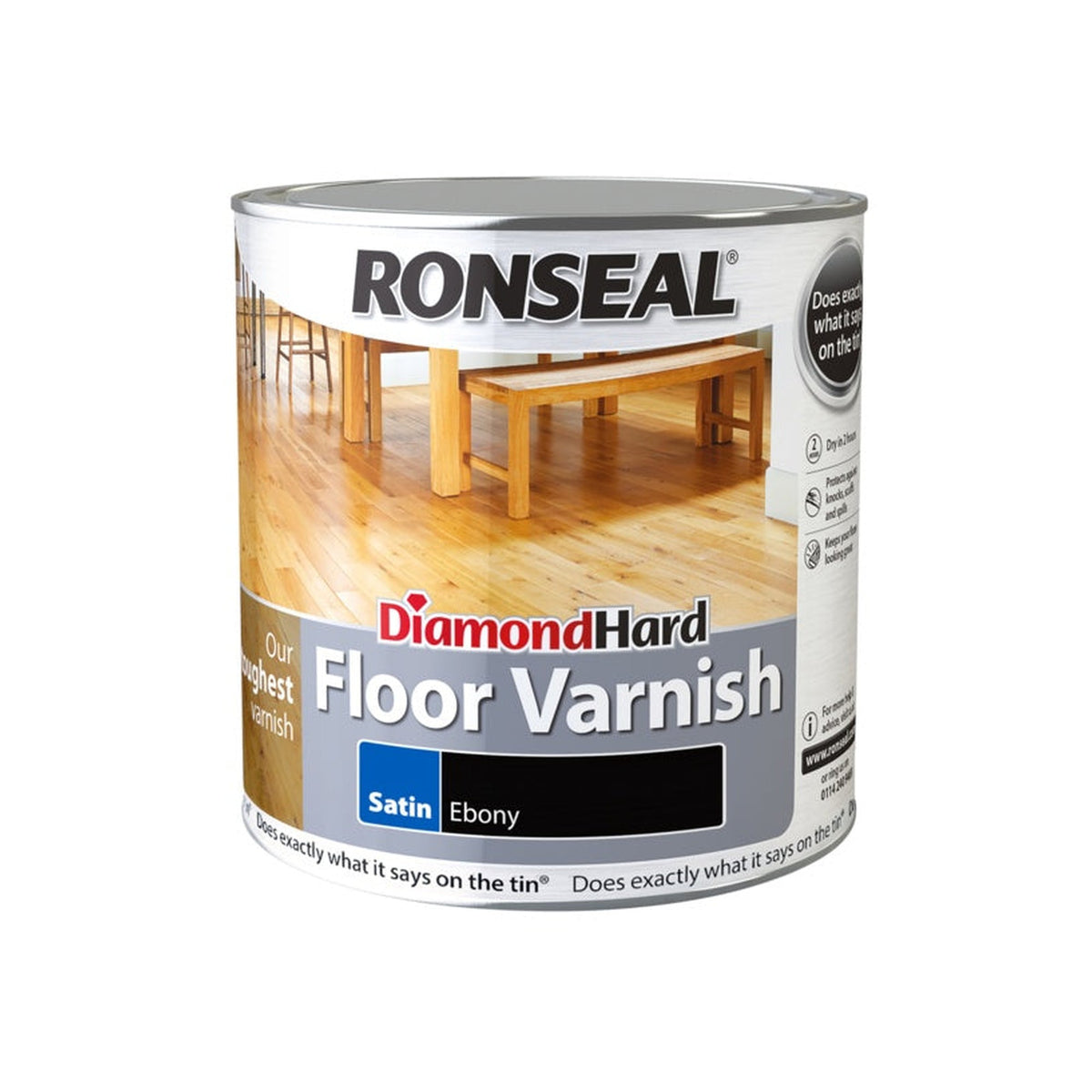 Ronseal Diamond Hard Floor Varnish Satin Ebony 2.5L, view 4