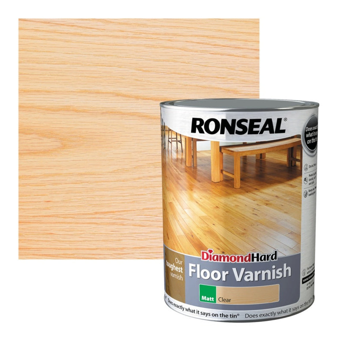 Ronseal Diamond Hard Floor Varnish Clear Matt 5L tin