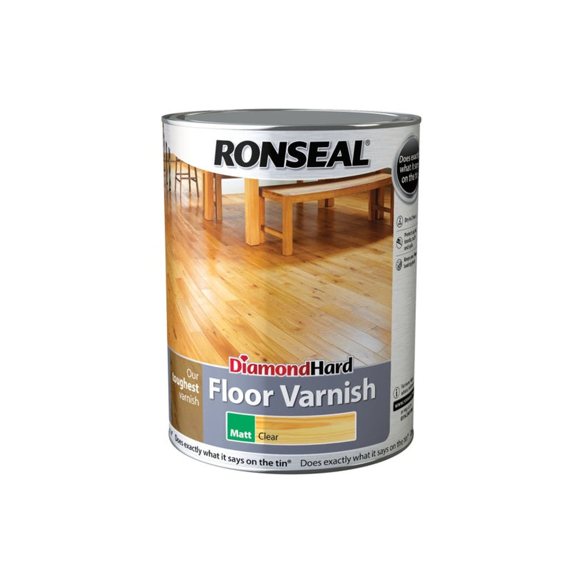 Ronseal Diamond Hard Floor Varnish Clear Matt 5L tin, view 2