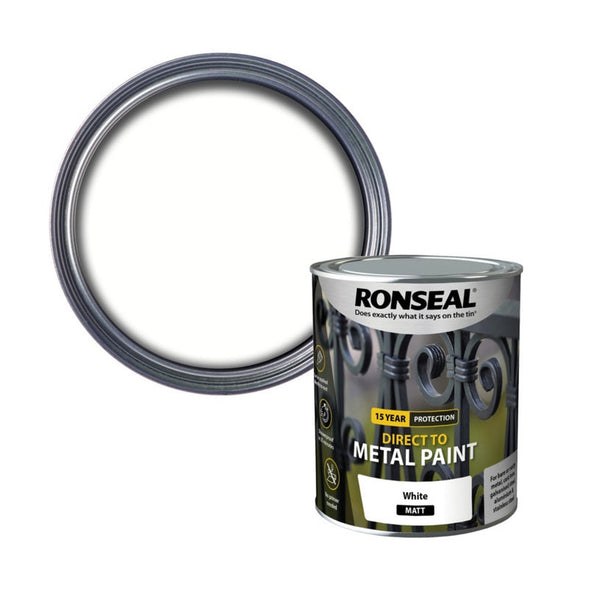 Ronseal Direct To Metal Paint 750ml in White Matt