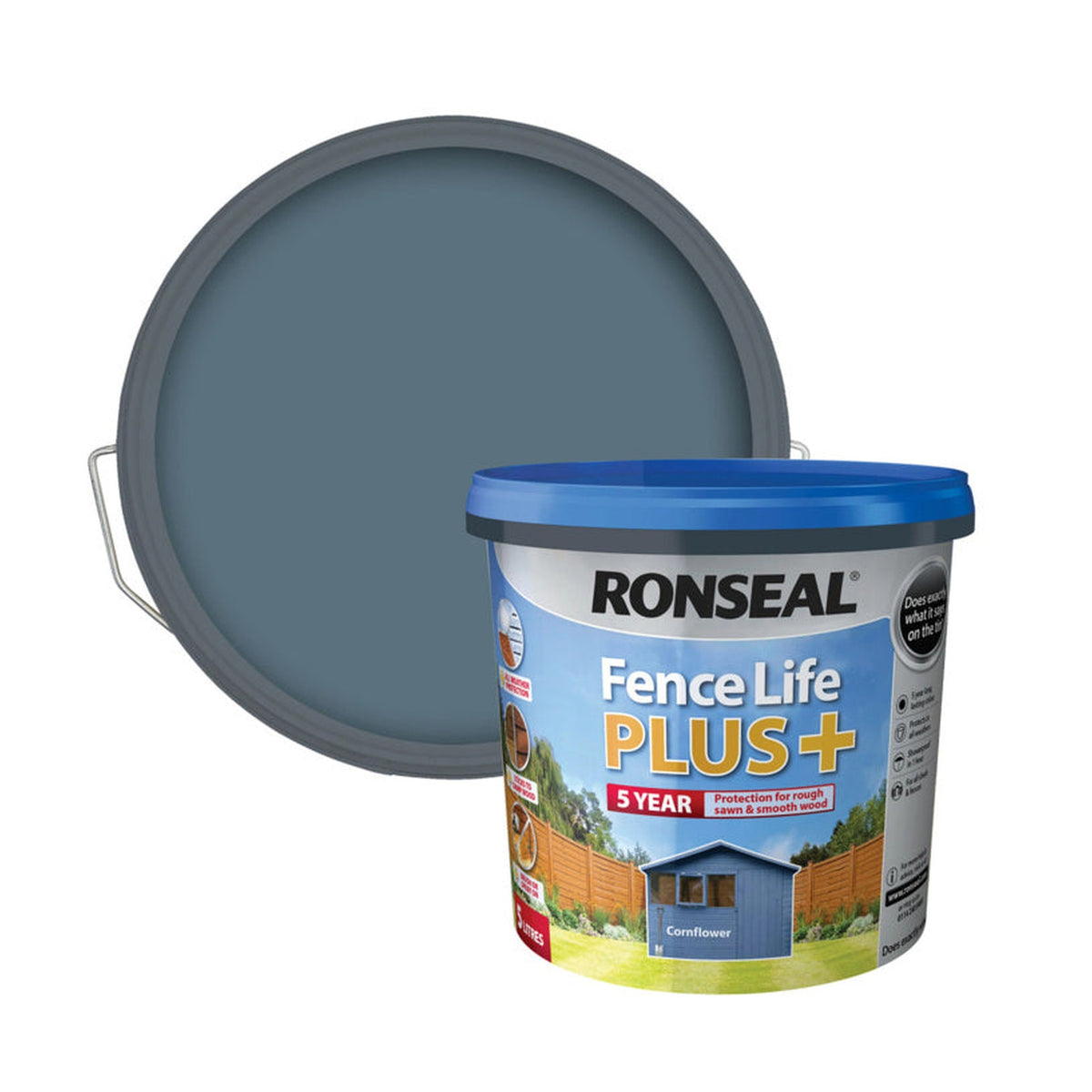 Ronseal Fence Life Plus 5L in Cornflower