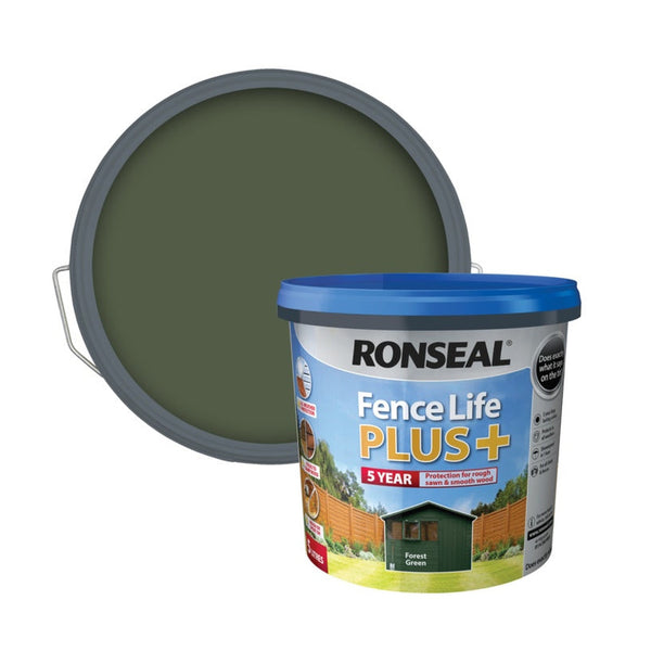 Ronseal Fence Life Plus 5L tin in Forest Green