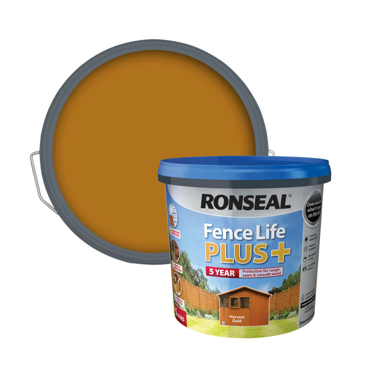 Ronseal Fence Life Plus 5L in Harvest Gold