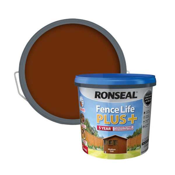 Ronseal Fence Life Plus 5L in Medium Oak