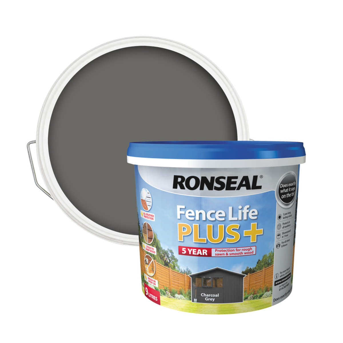 Ronseal Fence Life Plus 9L in Charcoal Grey
