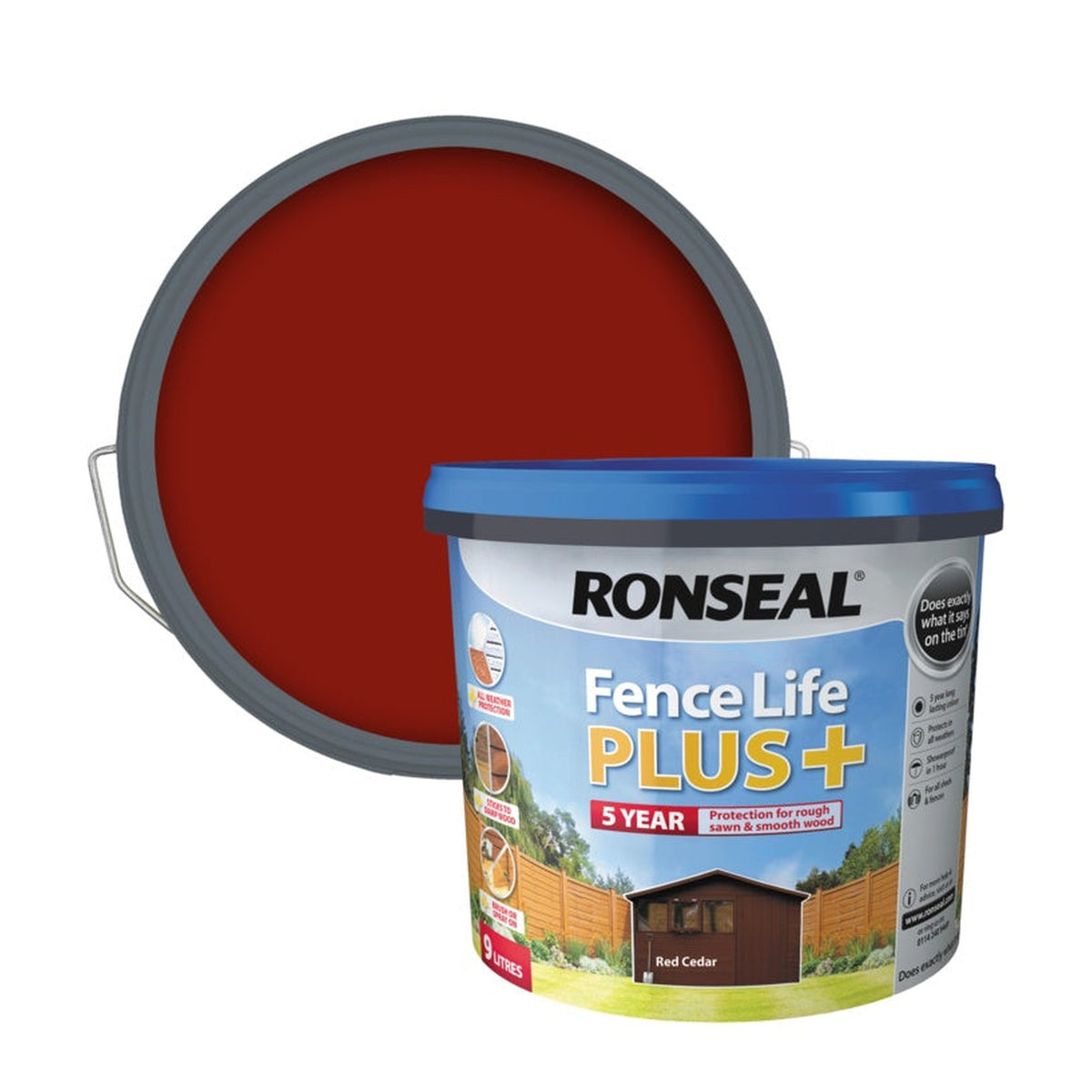 Ronseal Fence Life Plus 9L in Red Cedar