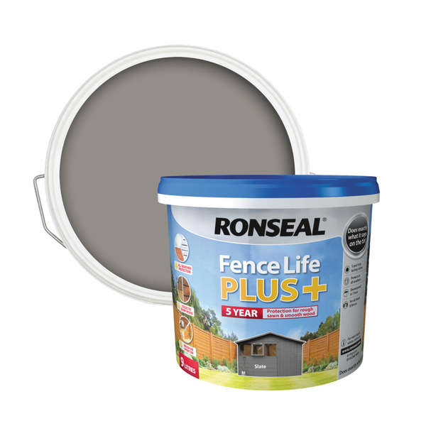 Ronseal Fence Life Plus 9L tin in Slate