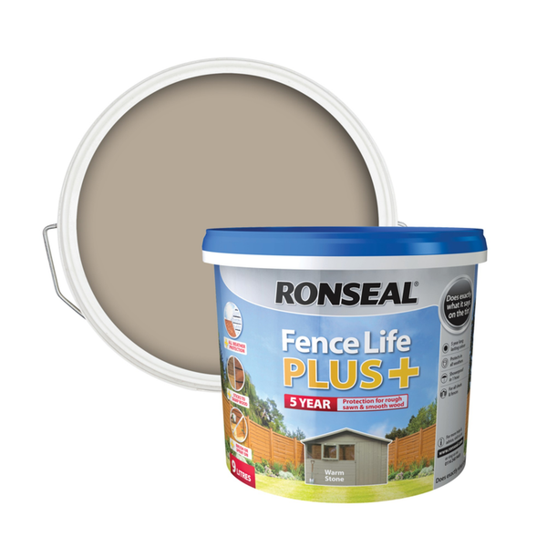 Ronseal Fence Life Plus 9L in Warm Stone