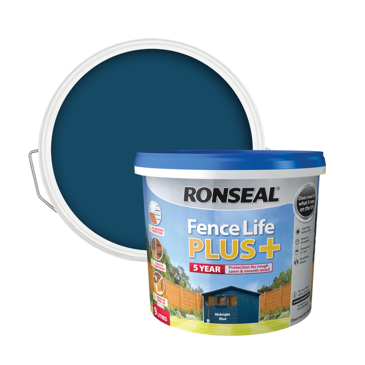 Ronseal Fence Life Plus Midnight Blue 9L tub