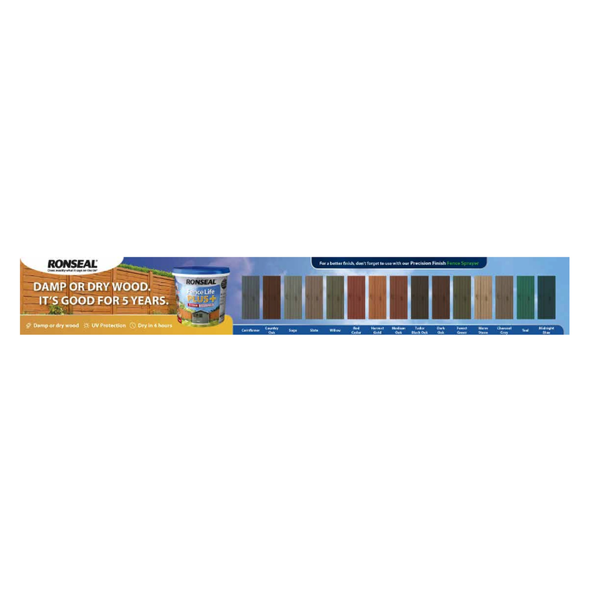 Ronseal Fence Life Plus Midnight Blue 9L tub, view 7