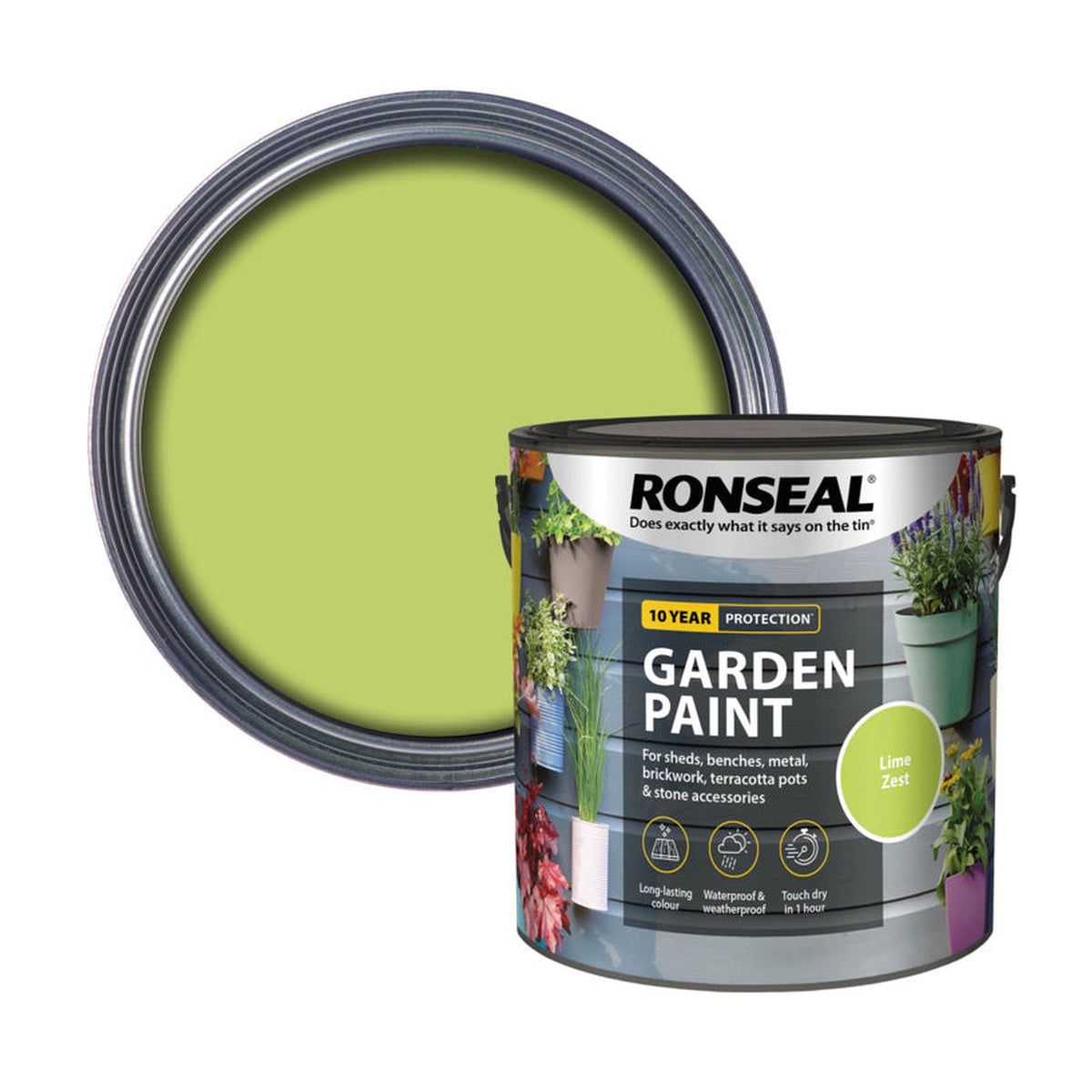 Ronseal Garden Paint 2.5L tin in Lime Zest
