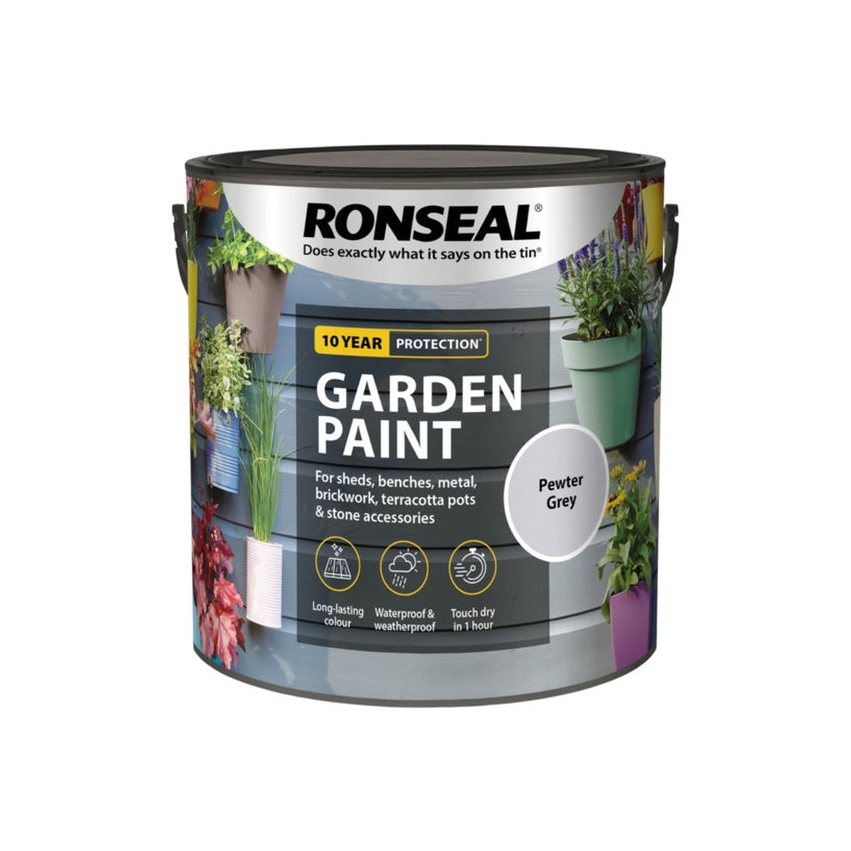 Ronseal Garden Paint 2.5L in Pewter Grey, view 4