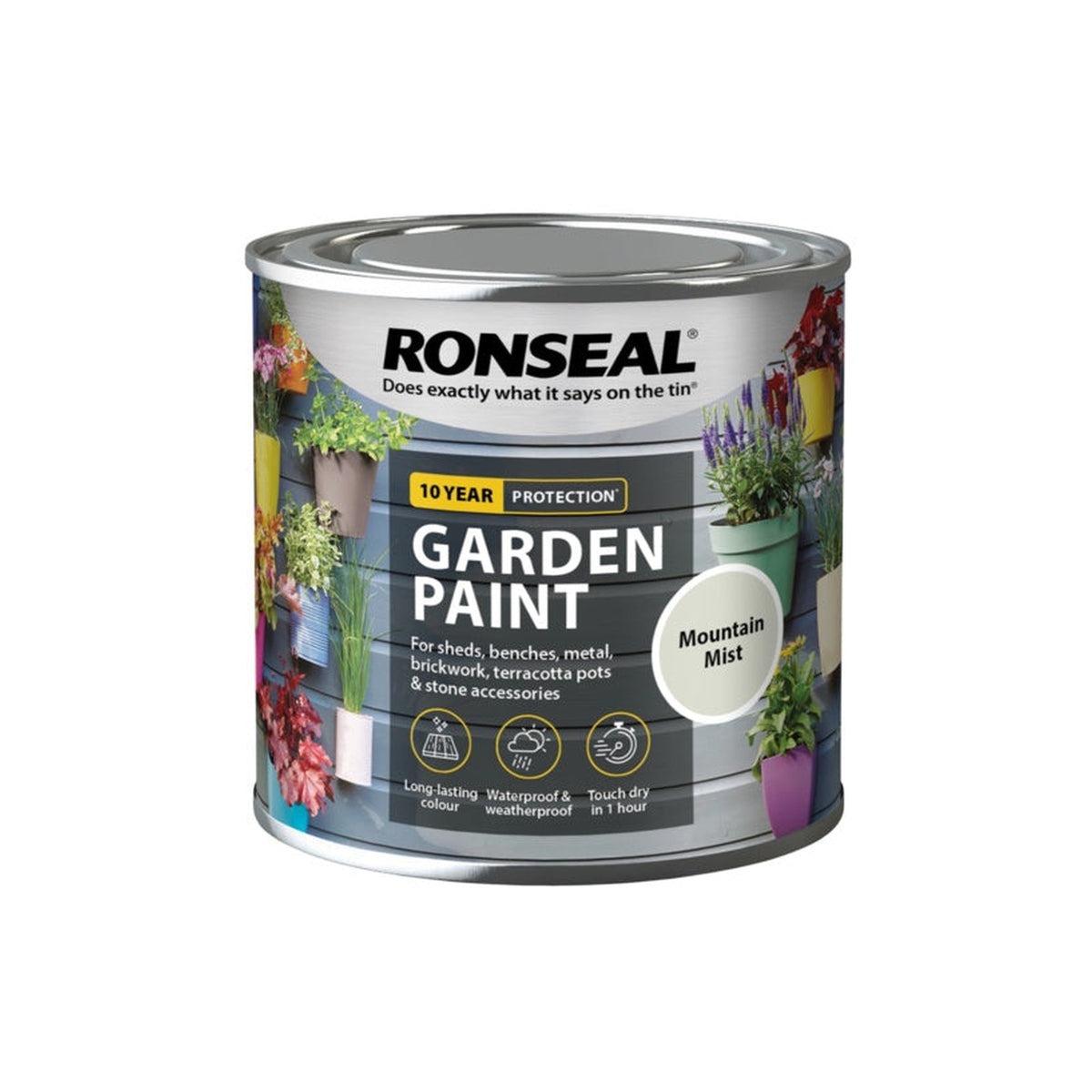 Ronseal Garden Paint 250ml tin in Mountain Mist, view 4
