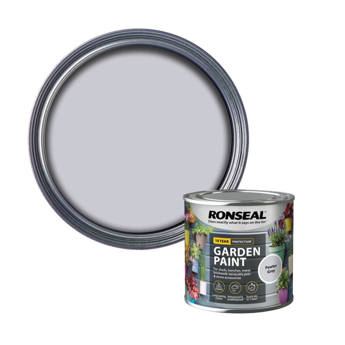 Ronseal Garden Paint 250ml tin in Pewter Grey