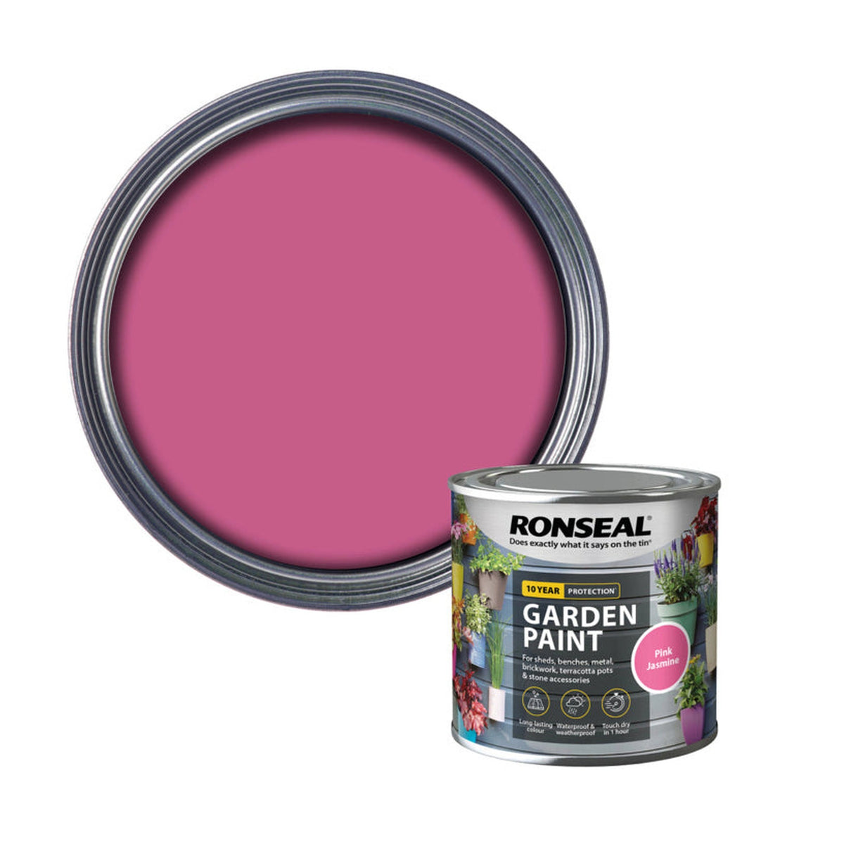 Ronseal Garden Paint 250ml tin in Pink Jasmine