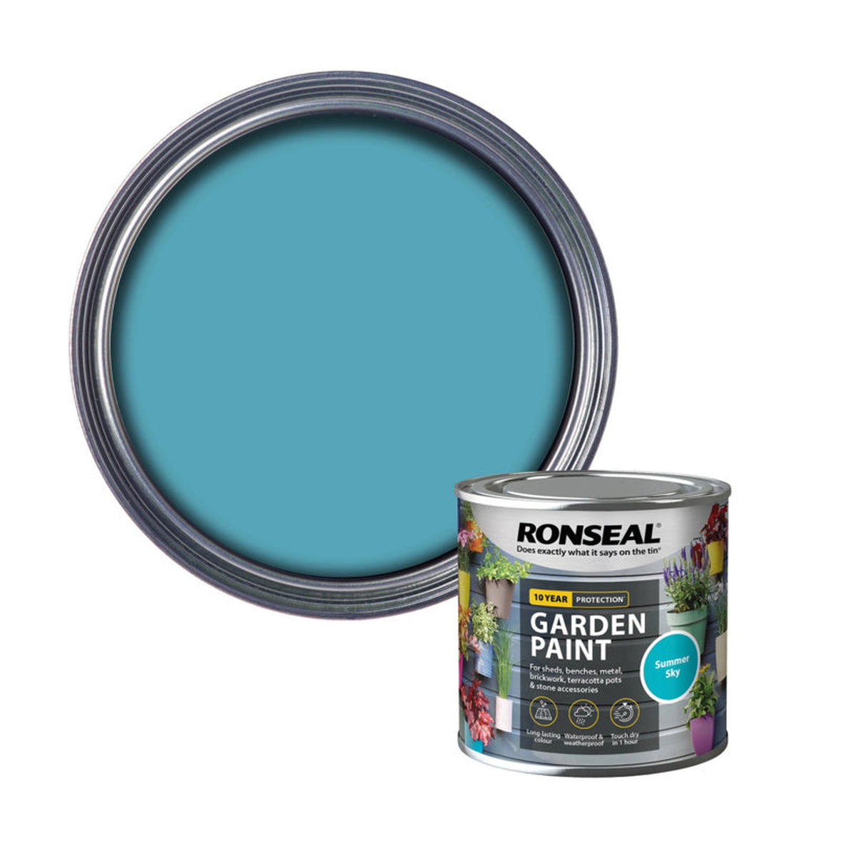 Ronseal Garden Paint 250ml tin in Summer Sky
