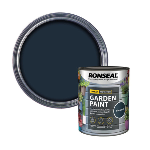 Ronseal Garden Paint 750ml tin in Blackbird
