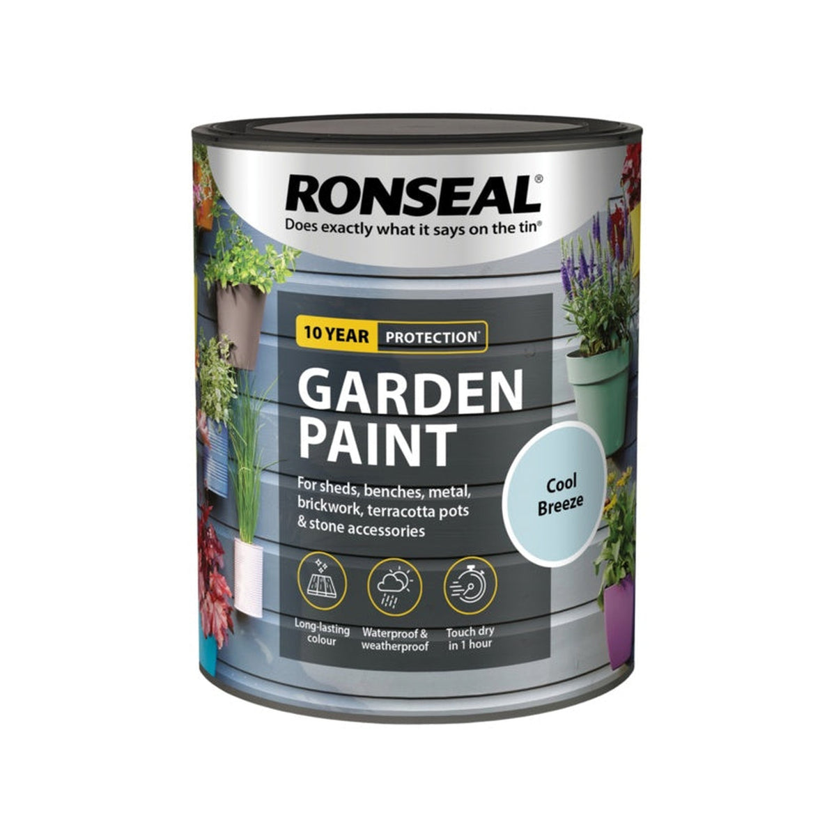 Ronseal Garden Paint 750ml tin in Cool Breeze, view 2