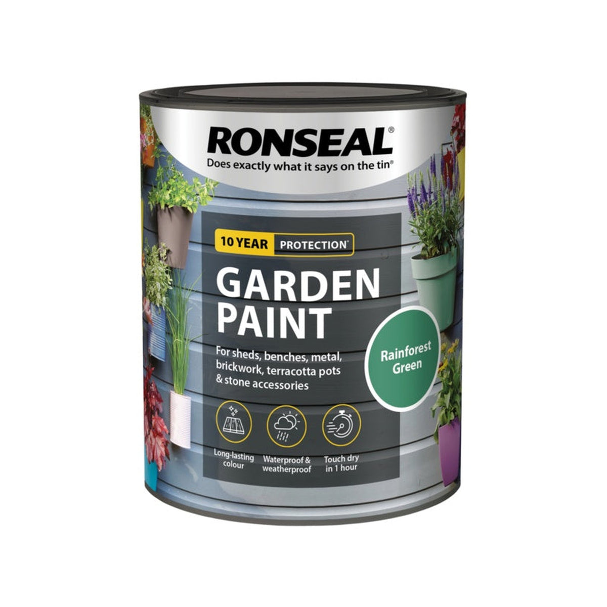 Ronseal Garden Paint 750ml tin in Rainforest Green, view 4