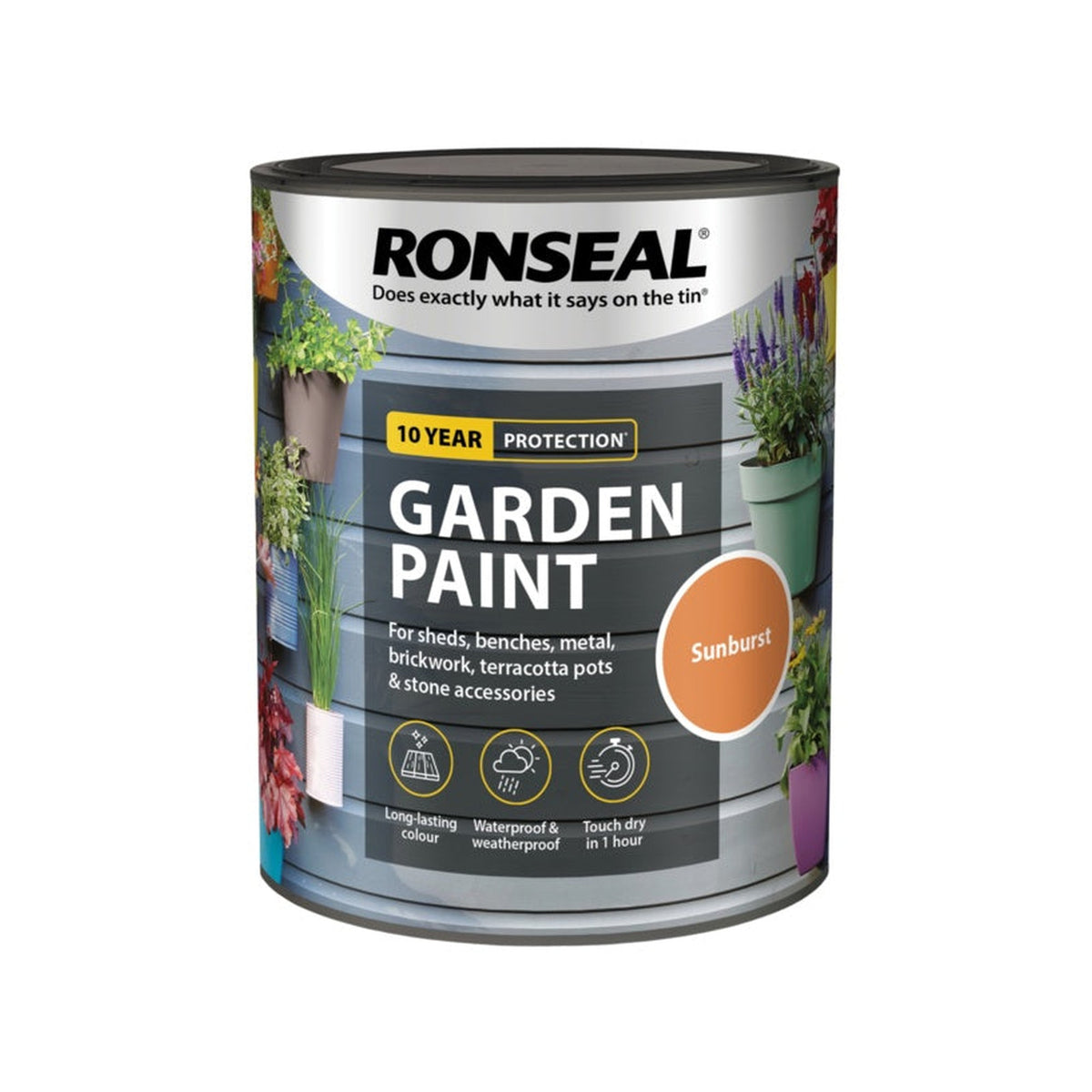 Ronseal Garden Paint 750ml tin in Sunburst, view 4